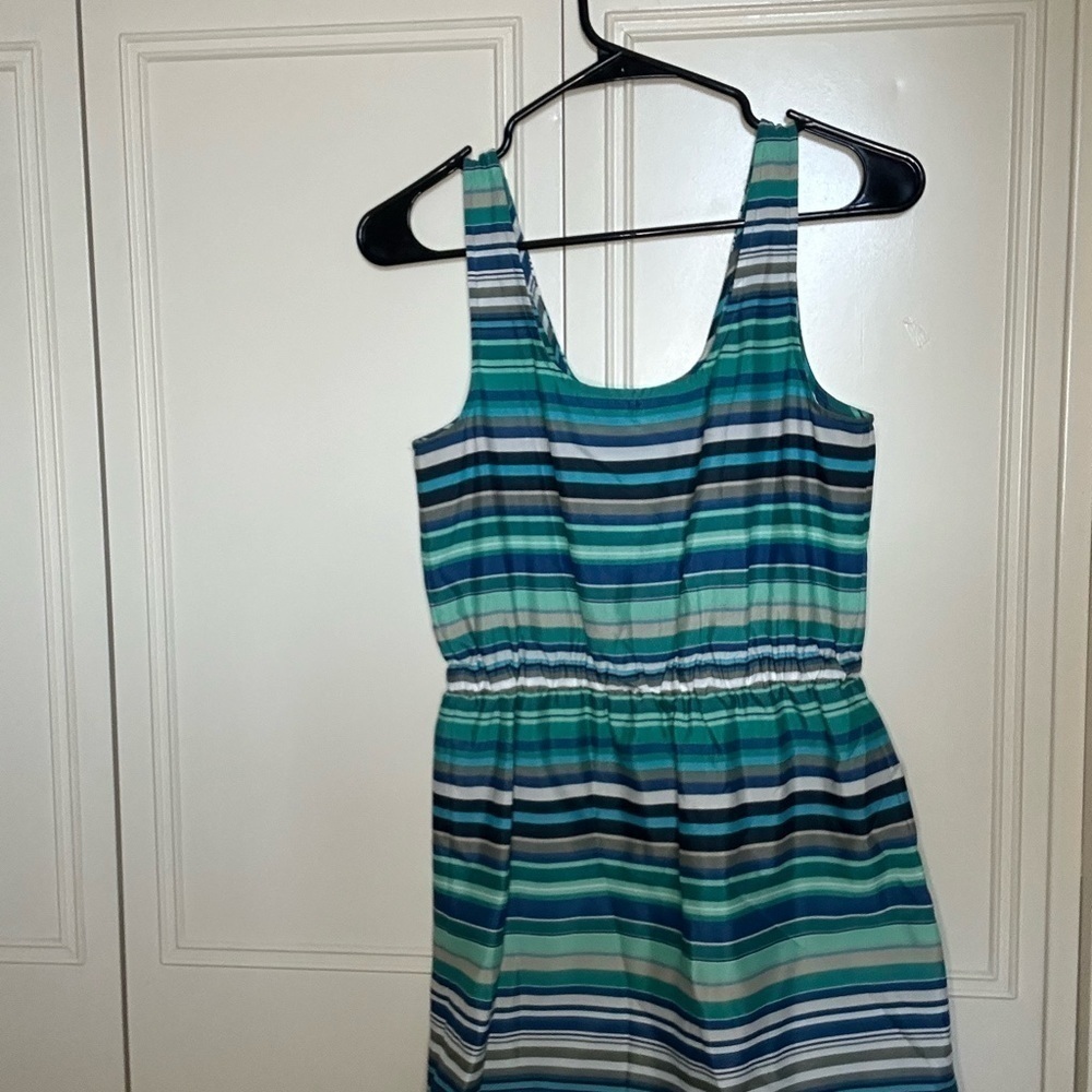 Loft XS Blue/Green Striped Dress - Picture 2 of 4